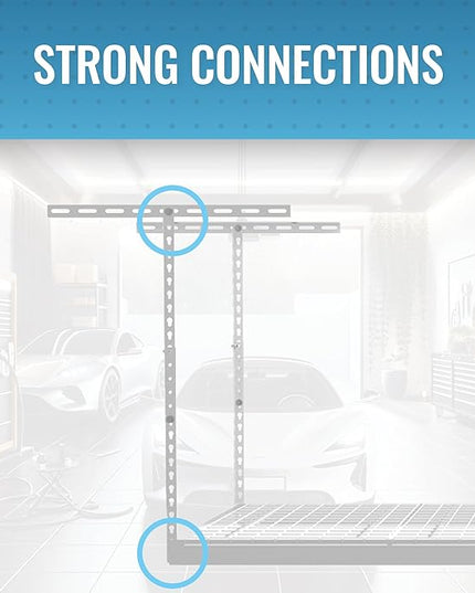 2-Pack 4 x 8 MonsterRax Overhead Garage Storage Rack, Ceiling Racks for Garage, Organization Shelving, Adjustable Hanging Shelf, White, 12"-21" Height Adjustment