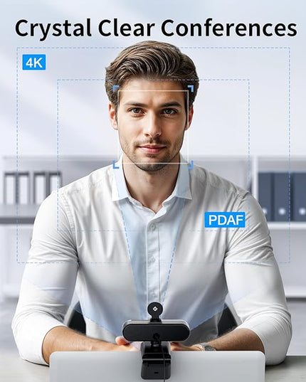 EMEET NOVA 4K Webcam for PC - Ultra 4K HD, PDAF Autofocus, Dual Noise-Cancelling Mics, 73° FOV, Auto Light Correction, USB-A, Privacy Cover, Ideal for High-End Business Meetings&Live Streaming
