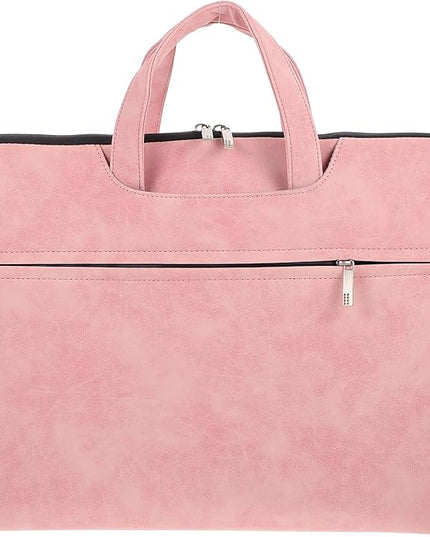 TOBBOMEY Portable Laptop Handbag for Women 15.6 Inch Pink Tablet Shoulder Bag with Adjustable Strap Waterproof Crossbody Computer Bag for Travel and Work
