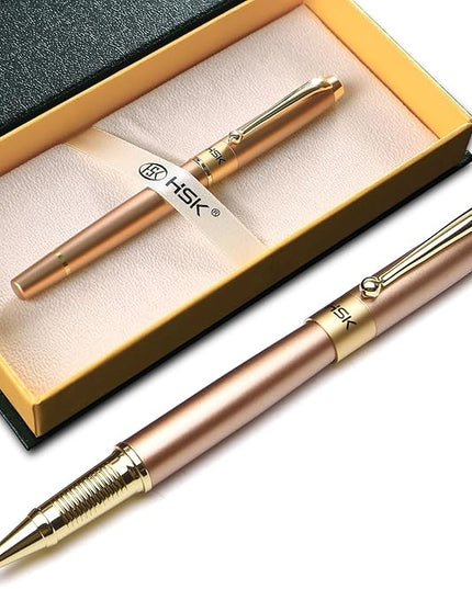 HSK Ballpoint Pens Luxury gift Pen Black Refill Line width 0.5mm,Best Ball Pen Gift Set for Men & Women Professional Executive,Office,Nice Pens Classy Gift Box (Rose gold)