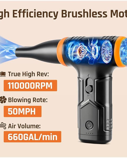 Electric Air Duster- 110000RPM 50m/s Super Power Compressed Air, Variable Speed Canned Air with Fast Charging, Mini Dust Blower for Computer, Keyboard, House, Outdoor and Car, Replace Air Can