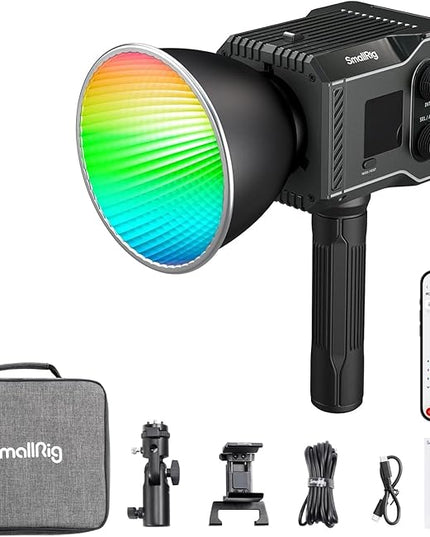SmallRig RC 60C RGB LED Video Light, 3400mAh Battery 45min Runtime, APP Control, Potable Palm-Sized Continuous Output Lighting 2500-10000K, for Photography/Video/Studio, Powerbank Clamp Edition