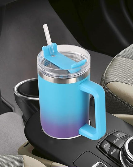 SYACOT 40 oz Tumbler with Handle and Straw Stainless Steel Insulated Tumbler Leak Proof Lid and Straw Lid Reusable Travel Mug Coffee Mug Cup Dishwasher Safe Keep Drinks Cold and Hot (Amethyst)