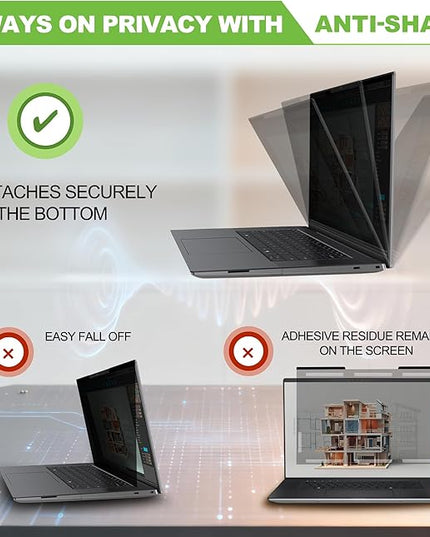 Magnetic Laptop Privacy Screen 14 inch for 16:10 Computer Monitor, Removable Anti-Glare Screen Privacy Shield, Screen Filter and Protector for Laptop (11 7/8" × 7 7/16"), Fits (WUXGA 1920 × 1200)