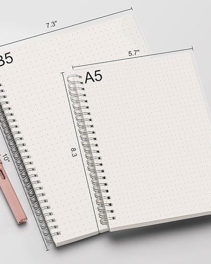 AHGXG Dotted Journal Spiral Notebook (2-Pack), Bullet Dot Grid Journal Large B5 with Transparent Hardcover, Wirebound Notebook 100GSM Dotted Paper, for Bullet Journaling, 7.3"X 10"