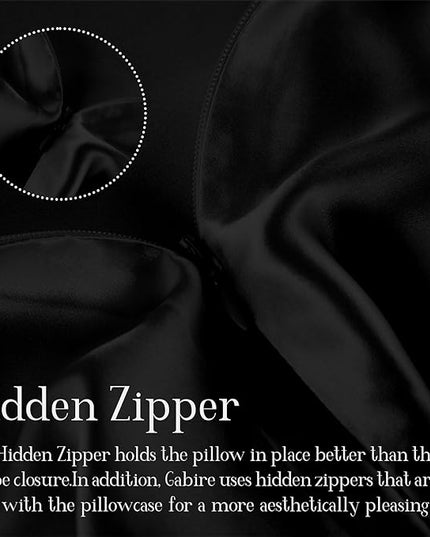 Mulberry Silk Pillow Cases Set of 2, Both Sides Real Silk Pillowcase for Hair and Skin Prevent Acne Pillowcase Organic Silk Pillowcase 2 Pack with Hidden Zipper, Black, Standard (20"×26")