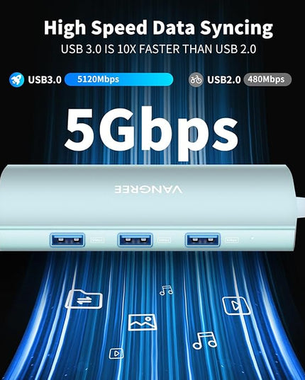 USB C Hub 8 in 1 Multiport Adapter, 3 USB 3.2 Gen 2 Ports with 10Gbps, 3 USB-A 3.0 5Gbps, 4K@60Hz HDMI, 100W PD, USBC Splitter for MacBook Pro, iPad Pro, Mac mini and More(Not Support USB-C Monitor)