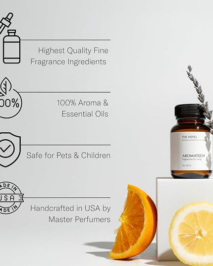 AromaTech The Hotel Aroma Essential Oil Blend: Luxury Hotel Inspired Aromatherapy with Lemon, Lavender, Peach & Pine for Ultrasonic Diffusers & Nebulizers - 16 fl oz, 500 mL
