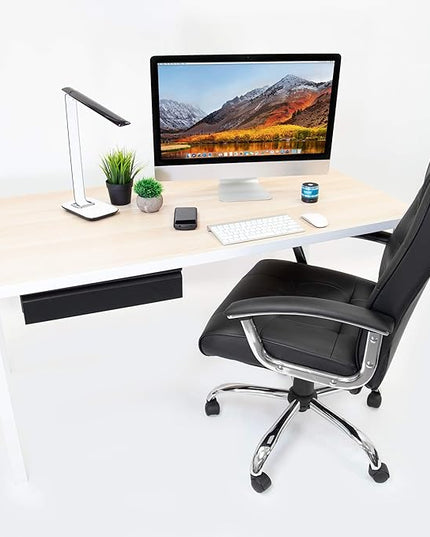 Mount-It! Under Desk Pull-Out Drawer Kit with Smooth Sliding Track | Office Storage Organizer | Mounts to Desktops Tables and Workbenches Over 0.71 Inches Thick | Matte Black