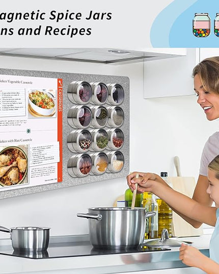 Magnetic Board,17.1" x 11.8" Magnet Display,for Magnets and Bulletin Board,Suitable for Wall, Refrigerator, Compartment, Cabinet etc,Comes with Dual Lock Tape for Easy Hanging (silver1