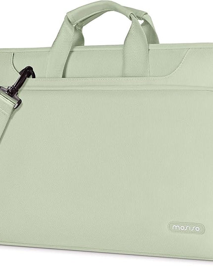 MOSISO 360 Protective Laptop Shoulder Bag Compatible with MacBook Air 15 M4 A3241 M3 A3114 M2 A2941/Pro 16 inch M4 M3 M2 M1, 15-15.6 inch Notebook,Matching Color Sleeve with Belt, Sage Green