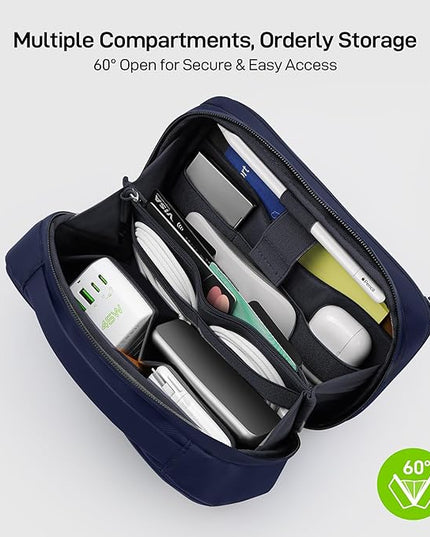 EPICKA Electronics Organizer Travel Case - Cable Organizer Bag for Travel Accessories, Tech Pouch for Cords, Charger, Adapter, Cables, Power Bank, Waterproof Storage Bag with Luggage Strap, Navy