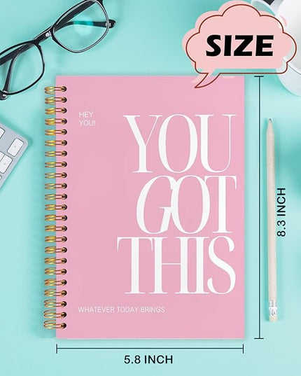 Yhtrg Spiral Journal Notebook for Women, You Got This Inspirational Notebooks Journal, Pink School Journal Notebook, Pink Motivational Positive Notebooks for Office School Supplies, 5.5x8.3 Inch