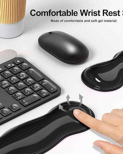 Gel Keyboard and Mouse Wrist Rest Set, Comfort Ergonomic Wrist Support, for Wrist Pain Relief, Computer Keyboard Wrist Rest (Black)