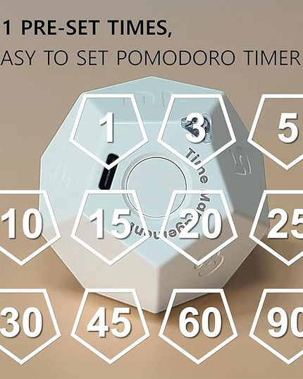 Cube Pomodoro Timer, Rechargeable Small Cute, Timer for Kids and Classroom, Kitchen, Cooking, Workout & Study Countdown, Time Management Tool (Floral White)