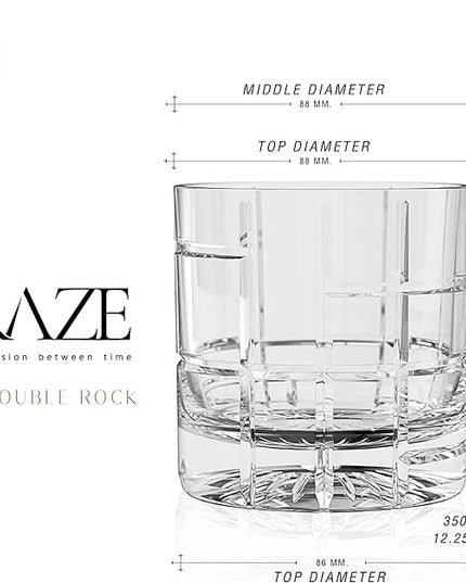 LEMONSODA Premium Double Rock Old Fashioned Whiskey Glass Tumbler - Set of 6-12oz - Perfect for Cocktails, Scotch, Whiskey, Bourbon and Cognac - For Gifts, Parties (Checkered)
