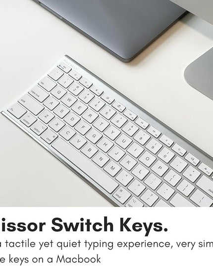 Macally Ultra Slim USB Wired Computer Keyboard - Compatible Apple Keyboard or Windows - Full Size with 20 Mac Keyboard Keys -with Numeric Keypad - Silver Aluminum Finish