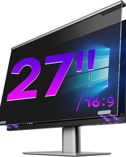 OMOTON Computer Privacy Screen for 27 Inch 16:9 Aspect Ratio Computer Monitor, Magnetic Privacy Eye Protection Anti Glare Blue Light Shield Filter, Hanging Removable Anti-Scratch Protector Film