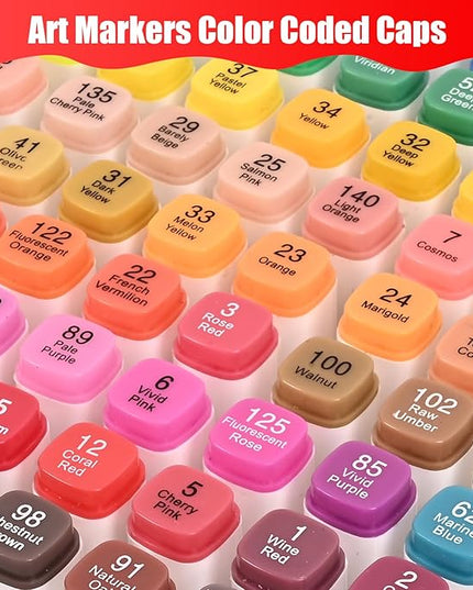Taotree Alcohol Markers Set 100 Colors with Case & Holders, Dual Tips Art Coloring Markers Pens, Chisel & Fine Art Supplies Sketch Pens for Artist Adult Coloring Books Drawing, Painting, Sketching