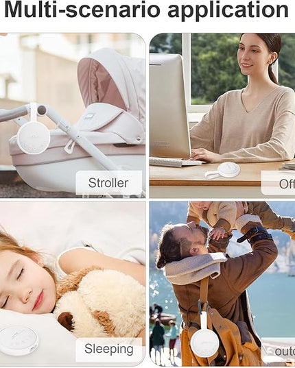 White Noise Sound Machine for Sleeping Adults & Baby, Portable Noise Machine with 24 Soothing Sounds, Bluetooth 5.1, Battery Powered, 3 Timer Settings, Memory Function for Home, Office, Travel (White)