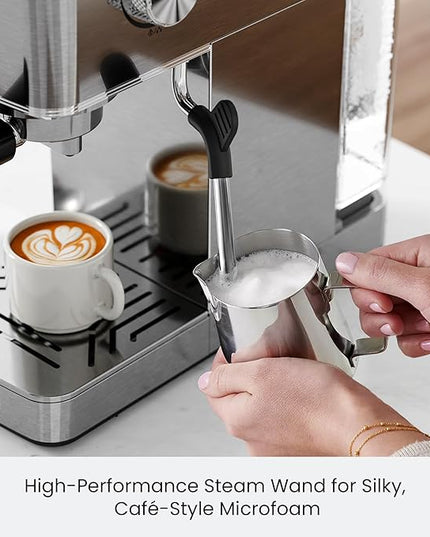 Kismile Espresso Machines with Milk Frother, Professional Espresso Coffee Machines with Removable Water Tank, Cappuccino & Latte Machine with Steam Frother for Home(Stainless Steel)