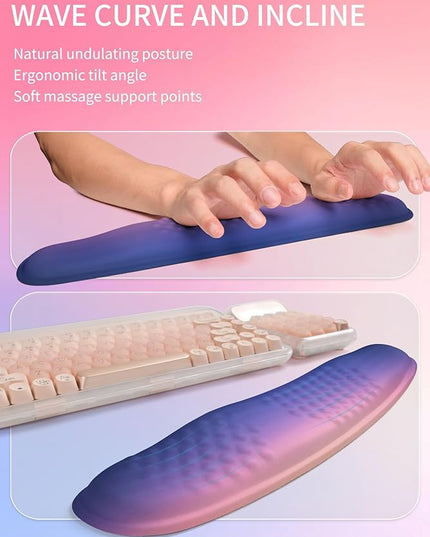 Hokafenle 2in1 Combination, Wave Keyboard Wrist Rest and Ergonomic Curvature Mouse Pad Wrist Support for Relieve Wrist Pain, Filled with Soft Cushion Memory Foam, Dawn