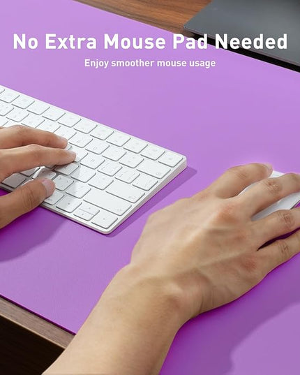 Aothia Leather Desk Pad Protector, Mouse Pad, Office Desk Mat, Non-Slip PU Leather Desk Blotter, Laptop Desk Pad, Waterproof Desk Writing Pad for Office and Home (23.6" x 13.7", Iris Violet)