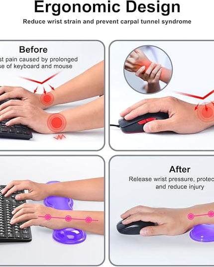 Gel Keyboard and Mouse Wrist Rest Set, Comfort Ergonomic Wrist Support, for Wrist Pain Relief, Computer Keyboard Wrist Rest (Purple)