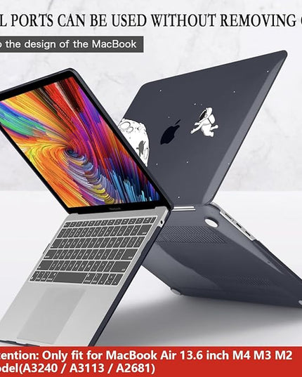 CISSOOK Case Compatible with MacBook Air 13.6 Inch 2022 2024 2025 Release Model A2681 M2 A3113 M3 A3240 M4 Astronaut, Clear Black Space Hard Shell with Keyboard Cover for MacBook Air 13.6", Astronaut