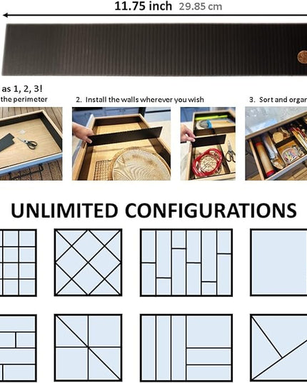 DRAWER DADDY Adjustable drawer dividers. The world’s most customizable drawer organizer for the kitchen, bathroom, desk, toolbox, and more. Installs in minutes; lasts a lifetime.