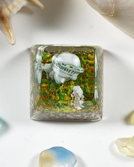 Astronaut with Statue of Liberty Artisan Keycap R1 SA Profile Custom Galaxy Keycaps 1U ESC Handmade Gaming Resin Key Cap Cherry MX Switch Compatible Mechanical Keyboard Space Lover Gift