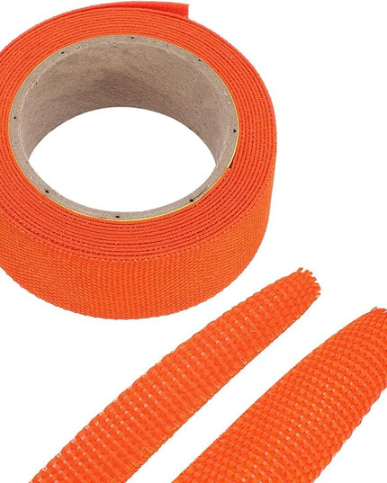 MECCANIXITY Braided Cable Sleeves Heat Shrinkable Fabric Sleeving, 7/8" 10ft Orange 2:1 Ratio Heat Shrinkable Cord Protector for Harness Cable, Network Cable Protection, Cable Management