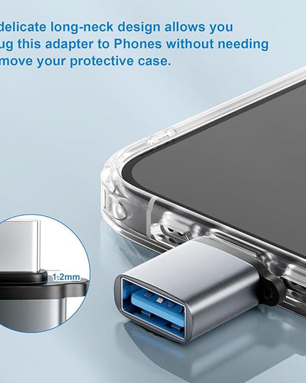 Type C to USB Adapter 6 Pack,USBC to USB Adapter,USBC Male USBA Female Adaptor,USB C Converter for iPhone 17 16 15,MacBook Pro Air,iPad,Samsung Galaxy,Grey
