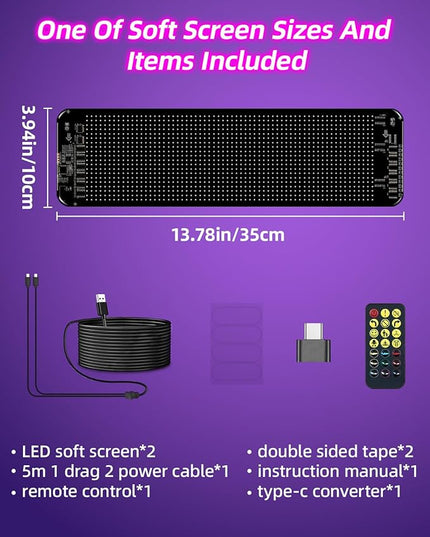 2pcs Devil Eyes Light for Windshield,14“*4”Programmable Flexible LED Display with Remote/App Control,Custom Animations, Patterns & Text,for Store、Cars、 Trucks
