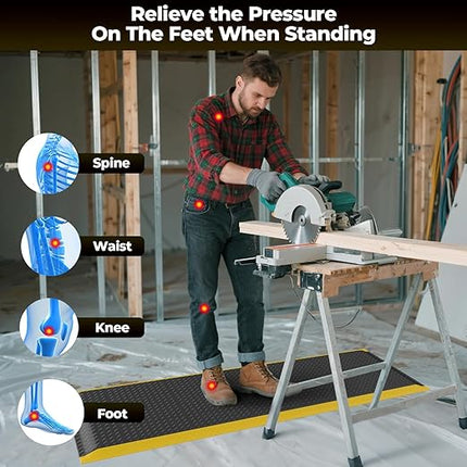 Anti Fatigue Mats for Workshop, 84" x 35" Ergonomic Anti-Fatigue Standing Floor Mat, Comfortable, Durable and Anti-Slip Memory Foam Floor Mat, Helps Relieve Back and Leg Soreness During Work