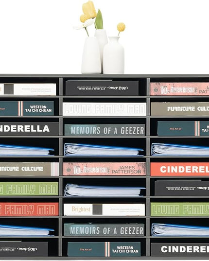 Literature Organizer 27 Slots Compartments Desktop File Sorter Mail Center Paper Storage Cabinet Home & Office Mailbox School Classroom Keepers