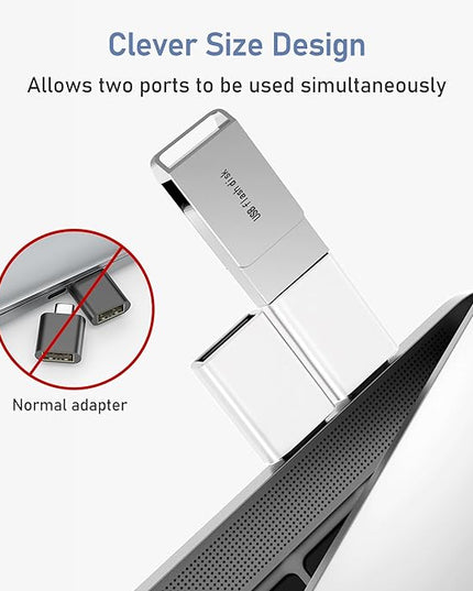 Basesailor USB C to USB Adapter 3Pack,USB C Male to USB A 3.0 Female Adapter,Type C Thunderbolt 4 OTG Converter for Apple MacBook Pro,Mac Book,iPad,Microsoft Surface Go,Samsung Galaxy S25,iPhone 17 16