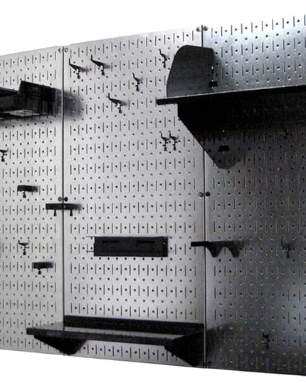 Wall Control Pegboard Organizer 4 ft. Metal Pegboard Standard Tool Storage Kit with Galvanized Toolboard and Black Accessories