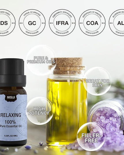 MISIJI Well-Being Essential Oils Set-Essential Oils for Diffuser for Home,Essential Oils Diffuser Scents for Skin,Aromatherapy,Laundry,Candle&Soap Making,Humidifiers 6 X 10ML