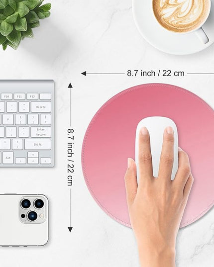 ITNRSIIET Mouse Pad Non-Slip Rubber Base Smooth Surface Stitched Edges Waterproof Durable Compatible with All Mice for Office & Gaming, Desk Accessory, Diameter 8.7 inch, Rose Gradient