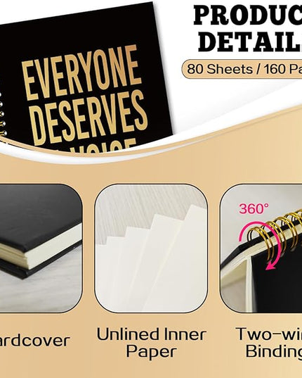 YAZMEEN Speech Therapy Black Gold Spiral Notebook（160 Pages） Everyone Deserves A Voice Blank Hardcover Notebook SLP Gift Funny Notebook Gift for Speech Therapist Speech Language Pathologist Assistant