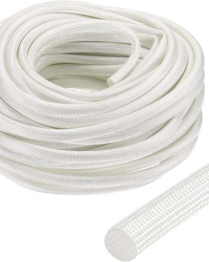 uxcell Insulation Cable Protector,5mm/0.20 Inch-20m/66 Feet High Temp Fiberglass Sleeve White