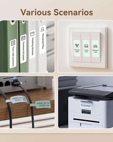 NIIMBOT B18/N1 Thermal Transfer Labels 0.55" x 3.35" (14x85mm), Only for B18/N1 Label Maker, PET Material, Waterproof and High-Temperature Resistance, Long Storage Time,White