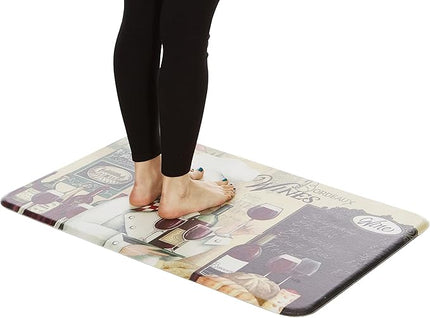 J&V TEXTILES Anti Fatigue Cushioned Comfort Mat, Ergonomically Durable, Supportive, Padded, Thick and Washable, Stain-Resistant, Kitchen, Garage, Office Standing Desk Mats (Vino Chef)*