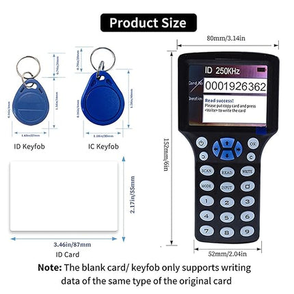 300CD RFID Reader Writer Black (RFID Copier Multi-Frequency RFID Writer RFID Card Reader Smart Card Decoder with Free Software and USB for Access Control Home Security)