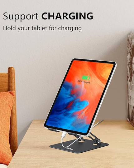 Tablet Stand Holder for Desk, Adjustable Desktop Tablet Holder, Foldable Aluminum Tablet Mount for iPad pro 12.9, iPad Air Mini, Samsung Galaxy Tabs Z Fold Kindle Fire 4-12 inch, Black