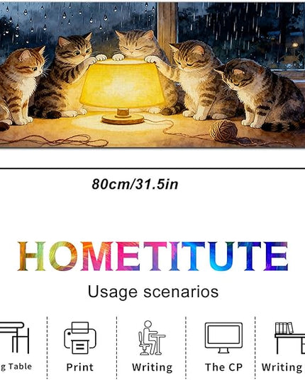 XL Mouse Pad Gaming Mousepad 31.5 x 11.8 Inch Large Keyboard Desktop Mat Diatomite Mouse Pad for Home and Office Desk Accessories with Cozy Window Night Cat Lamp Artwork