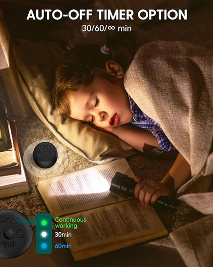 White Noise Machine Babelio Mini Sound Machine for Adults Kids Baby | 15 Non-looping Sounds | Timer | Easy to Pocket and Travel - Black (Pack of 2)