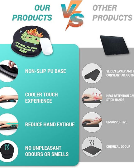 Ergonomic Mouse Pad with Wrist Support, Dumpster on Fire Gel Mouse Pads Wrist Rest for Desk, Cute Funny Comfortable Computer Mousepad for Gaming Laptop Work Home Accessories Office Supplies Decor