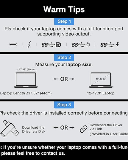 KYY Laptop Screen Extender, 15.6" Monitor Extender with Type-C Plug&Play, 1080P FHD Portable Triple Monitor for Laptop with Alloy Dual Display fit 13"-17", Portable Extended Screen for Mac/Wins/Chrome
